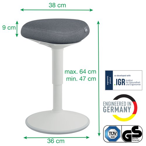 Leitz Ergo Sitting Stool Dark Grey