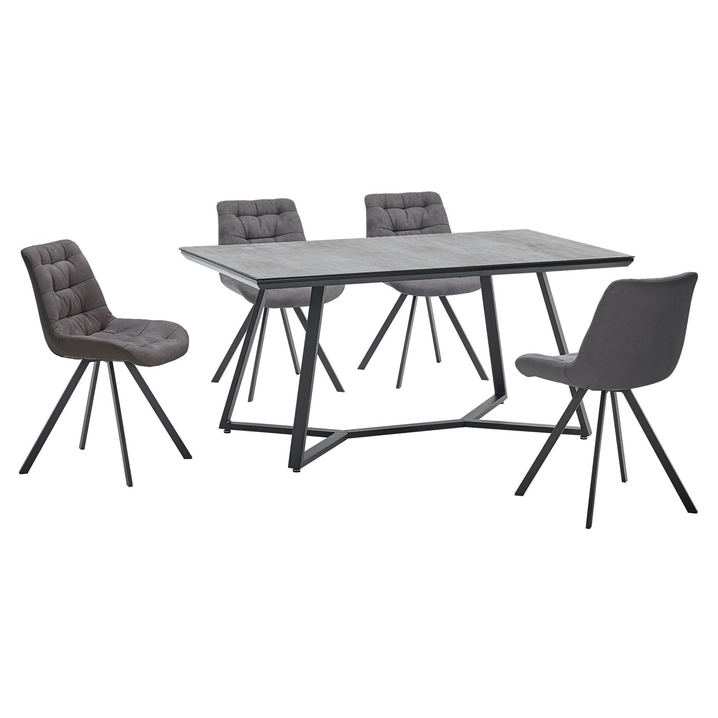 Malta Special Fabric & PU Dining Chair Grey & Black