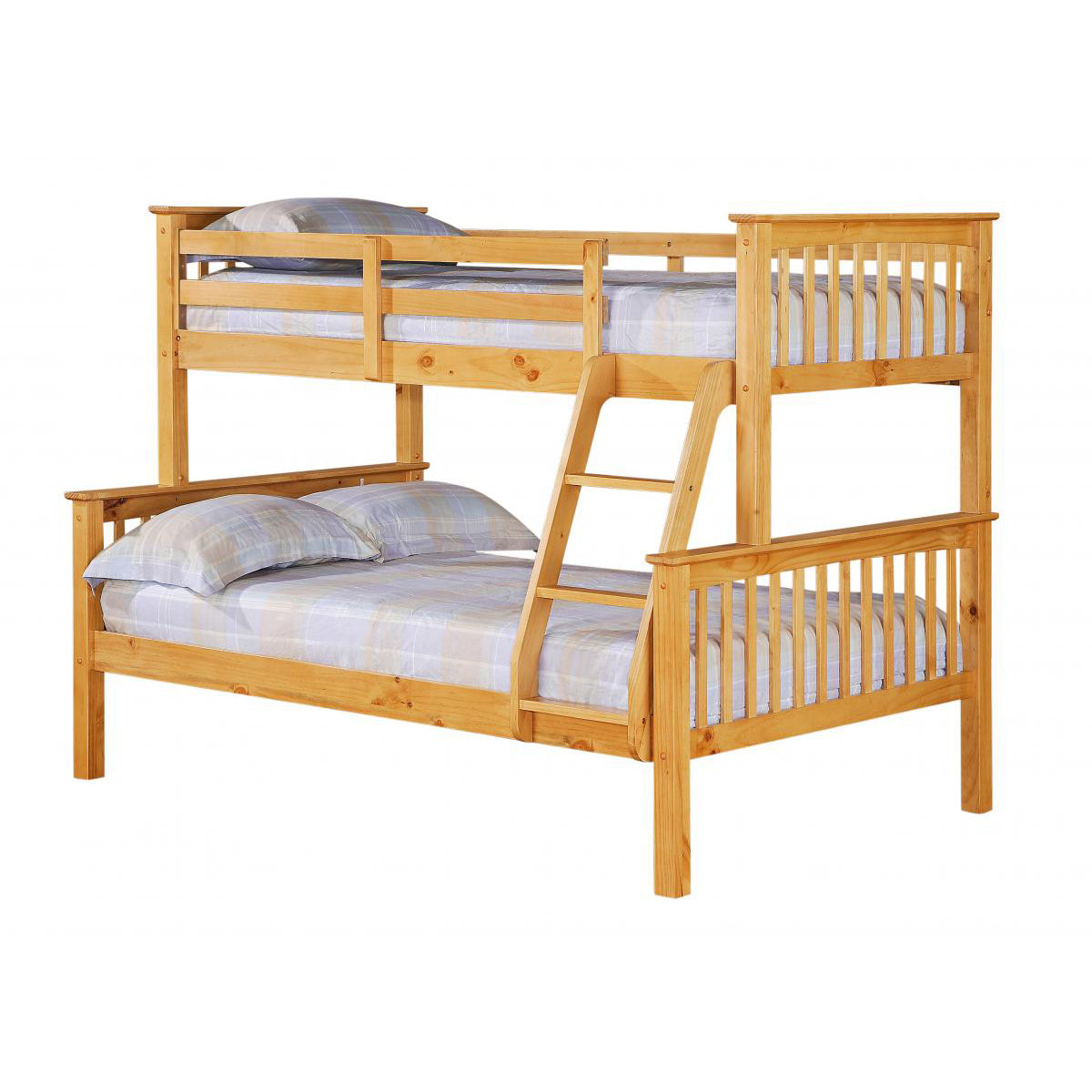 Porto Triple Bunk Bed Pine with Double Base
