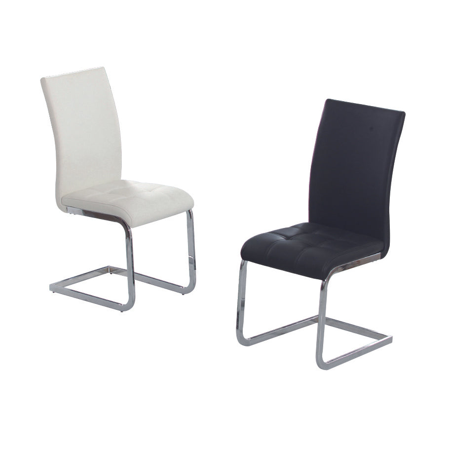Union PU Dining Chair White & Chrome (2s)