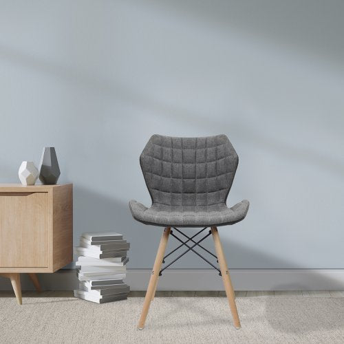 Amelia Grey Fabric Chair Beech Leg