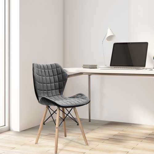 Amelia Grey Fabric Chair Beech Leg