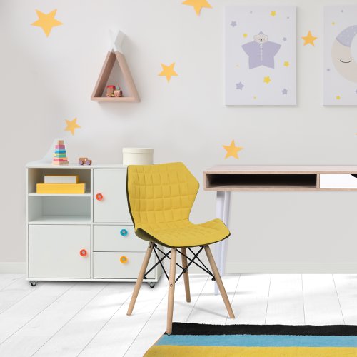 Amelia Mustard Fabric Chair Beech Leg