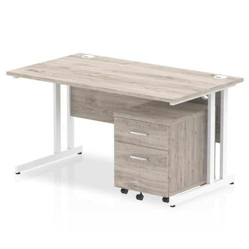 Impulse 1400x800 Desk GO WH 2 Drw Ped