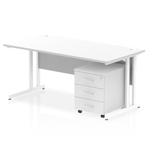 Impulse 1600x800 Desk WH WH 3 Drw Ped