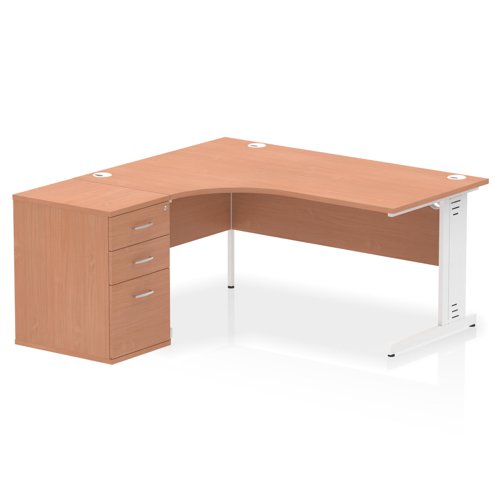 LH Desk & D600 Ped Cbl Man Leg BCHWH