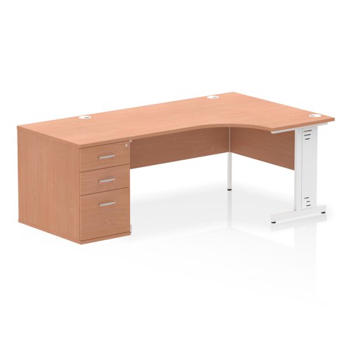 RH Desk & D800 Ped Cbl Man Leg BCHWH