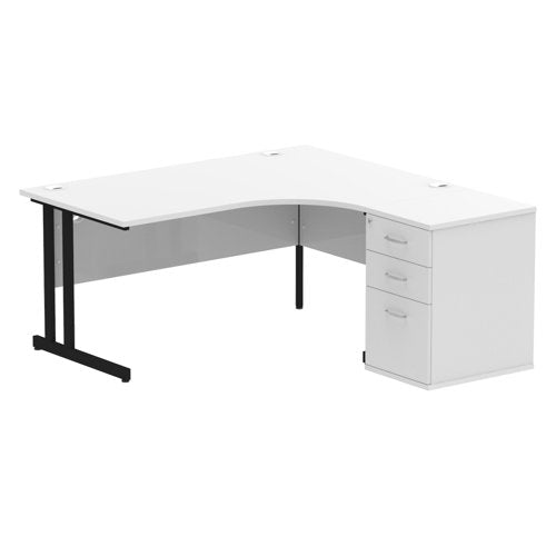 RH Desk & D600 Ped Cant Leg WHBK