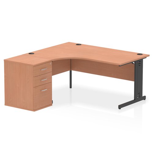 LH Desk & D600 Ped Cbl Man Leg BCHBK
