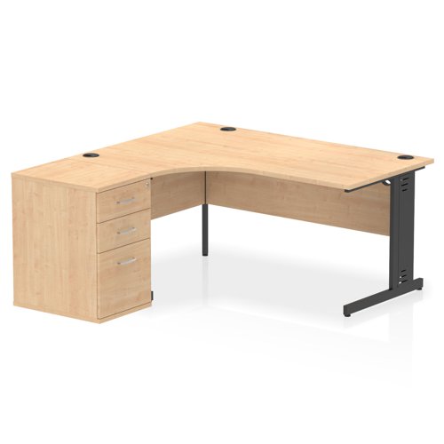 LH Desk & D600 Ped Cbl Man Leg MPEBK