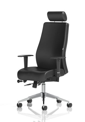Onyx Leather wHeadrest wArms BK