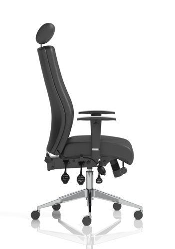 Onyx Leather wHeadrest wArms BK