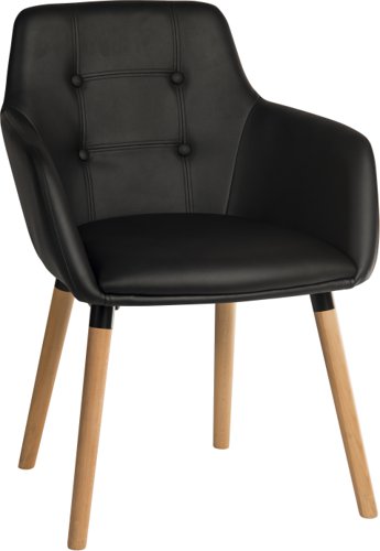 4 Legged RecepChair PU Black PK2