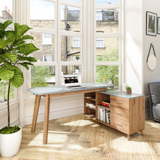 7700008 AXIS DESK BEAUFORT OAK AND GREY EFFECT