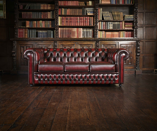 9900001AR CLASSIC BUTTON BACK 3 SEATER SOFA ANTIQUE RED