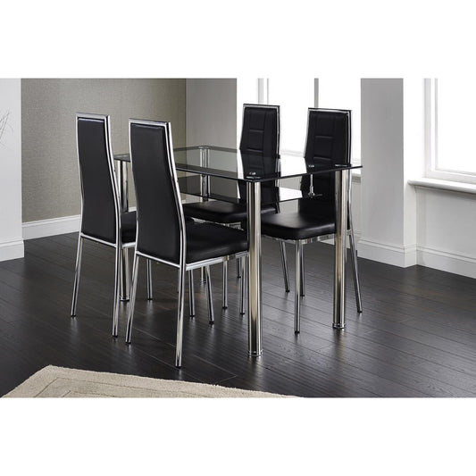 Andora Dining Table Only Chrome & Black