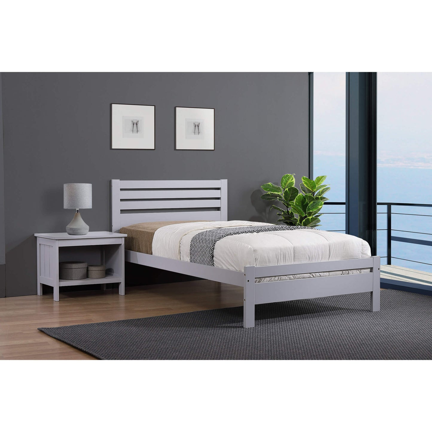 Astley 4Foot Bed Solid Hardwood Grey