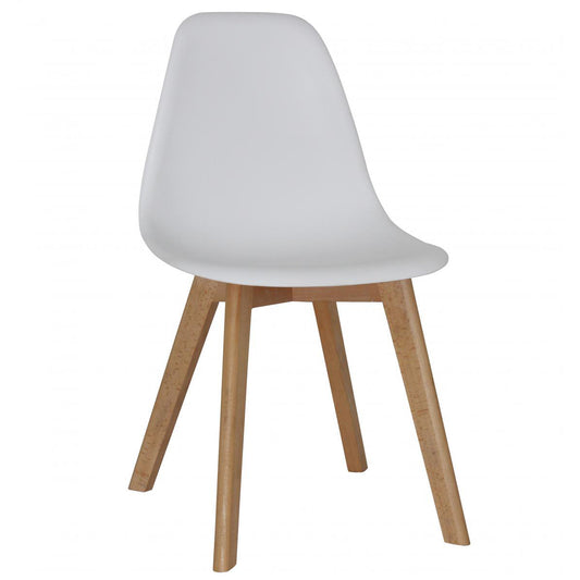 Belgium Plastic (PP) Chairs with Solid Beech Legs White (4s)