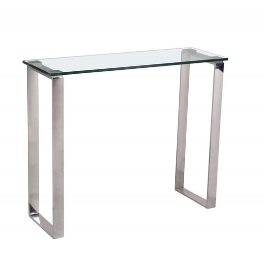 Carter Glass Console Table & Stainless Steel Legs