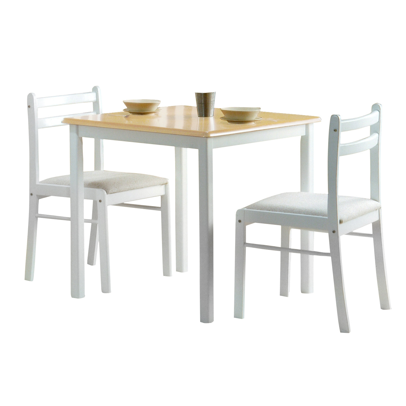 Dinnite Dining Set 2 Chairs Natural & White