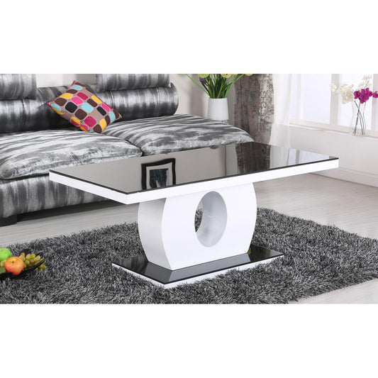 Edenhall Black Glass Coffee Table Black & White HG