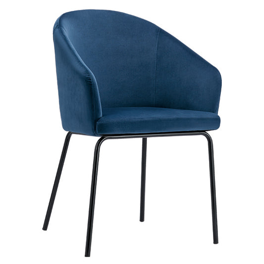 Hamburg Velvet Dining Chair Blue with Black Legs