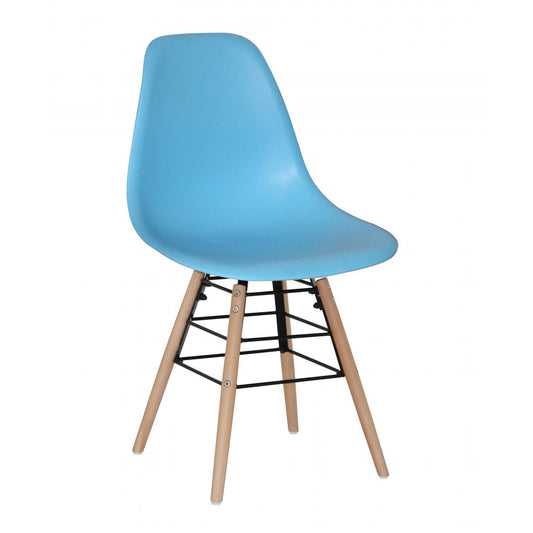 Lilly Plastic (PP) Chairs with Solid Beech Legs Blue Light (4s)