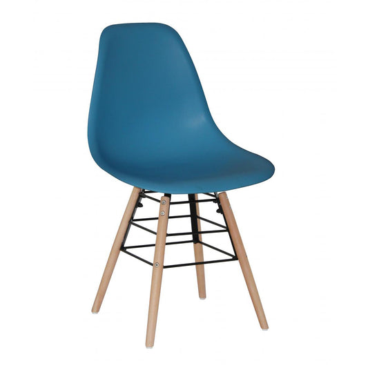 Lilly Plastic (PP) Chairs with Solid Beech Legs Blue Dark (4s)