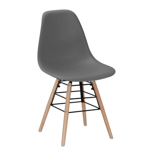 Lilly Plastic (PP) Chairs with Solid Beech Legs Grey Dark (4s)