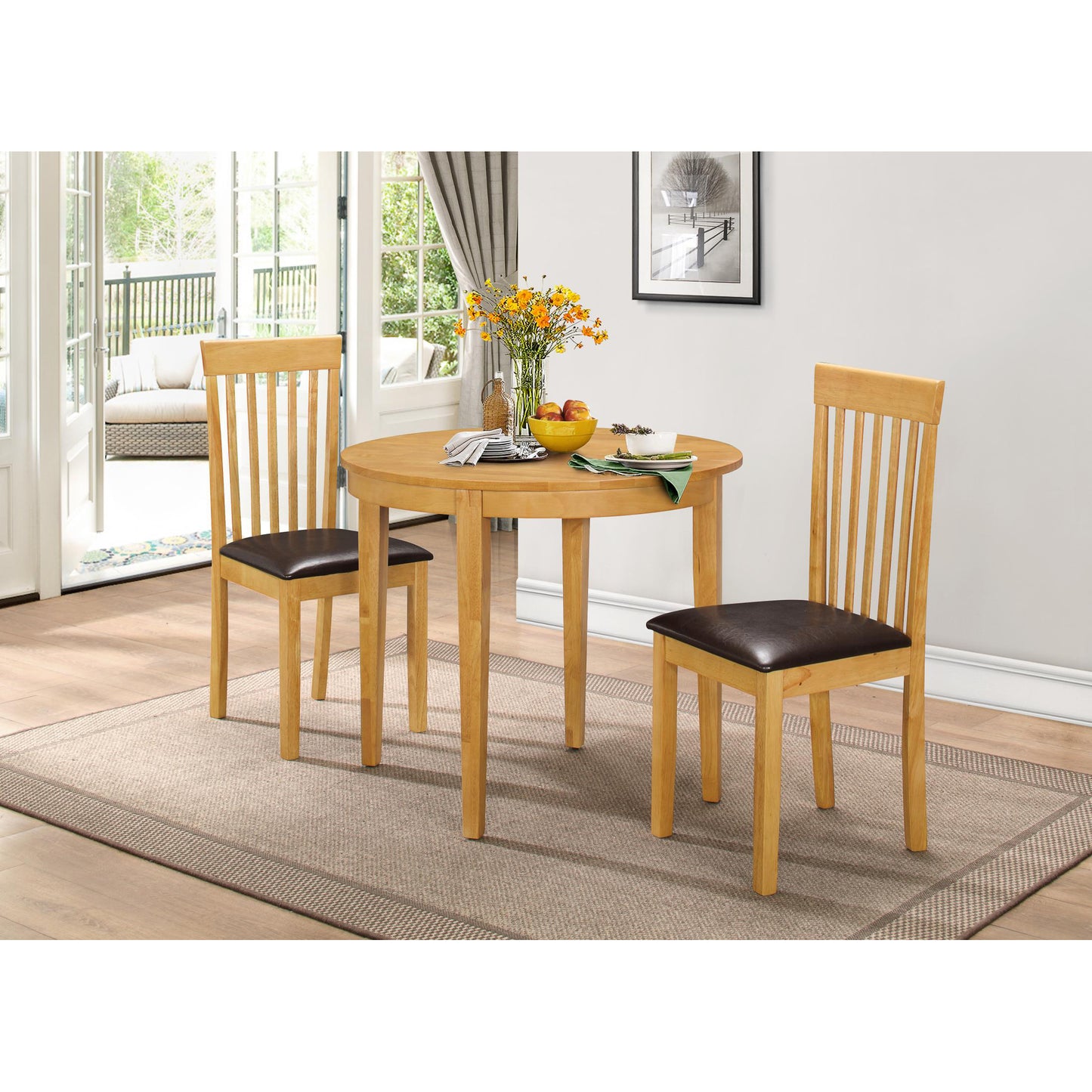 Lunar Dining Set with 2 Chairs Oak