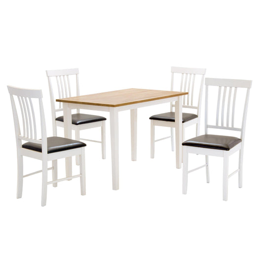 Massa White Medium  Dining Set with 4 Chairs Oak & White