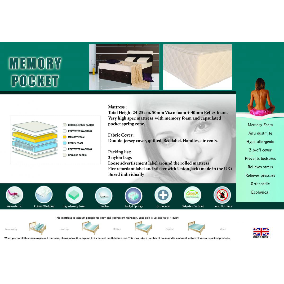 Memory Pocket Mattress 4 Foot