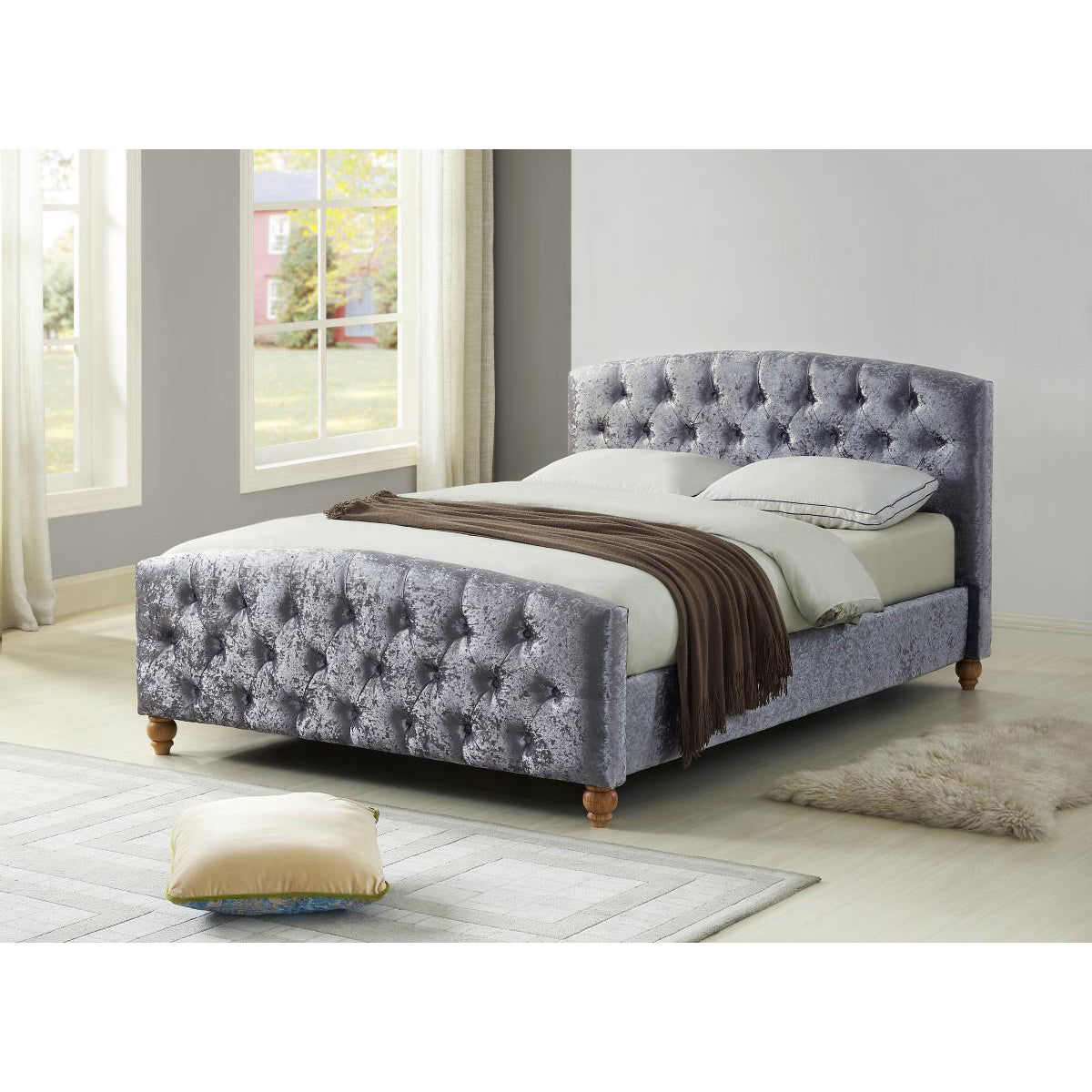 Millbrook Crushed Velvet King Size Bed Silver