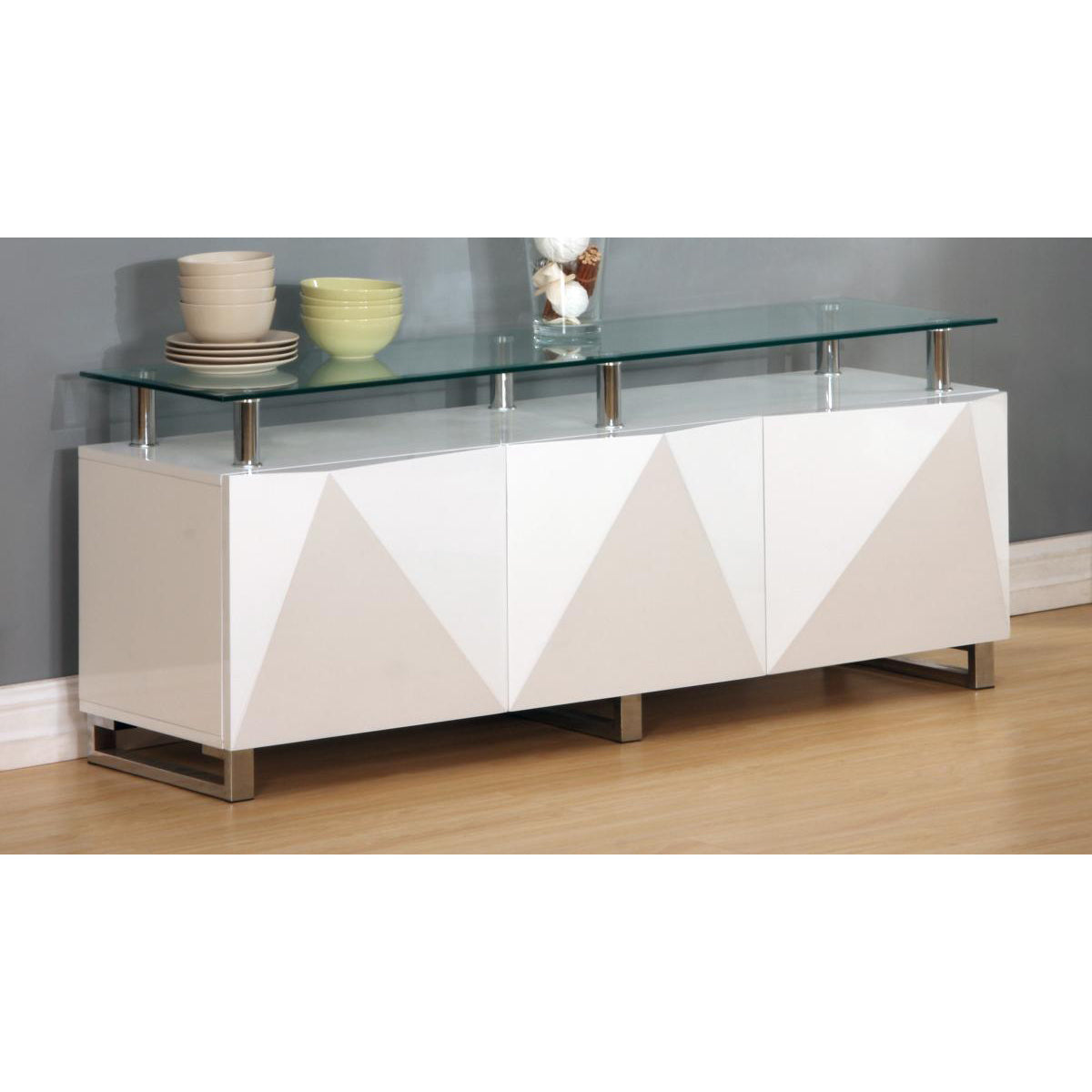 Rowley White High Gloss Sideboard 3 Doors