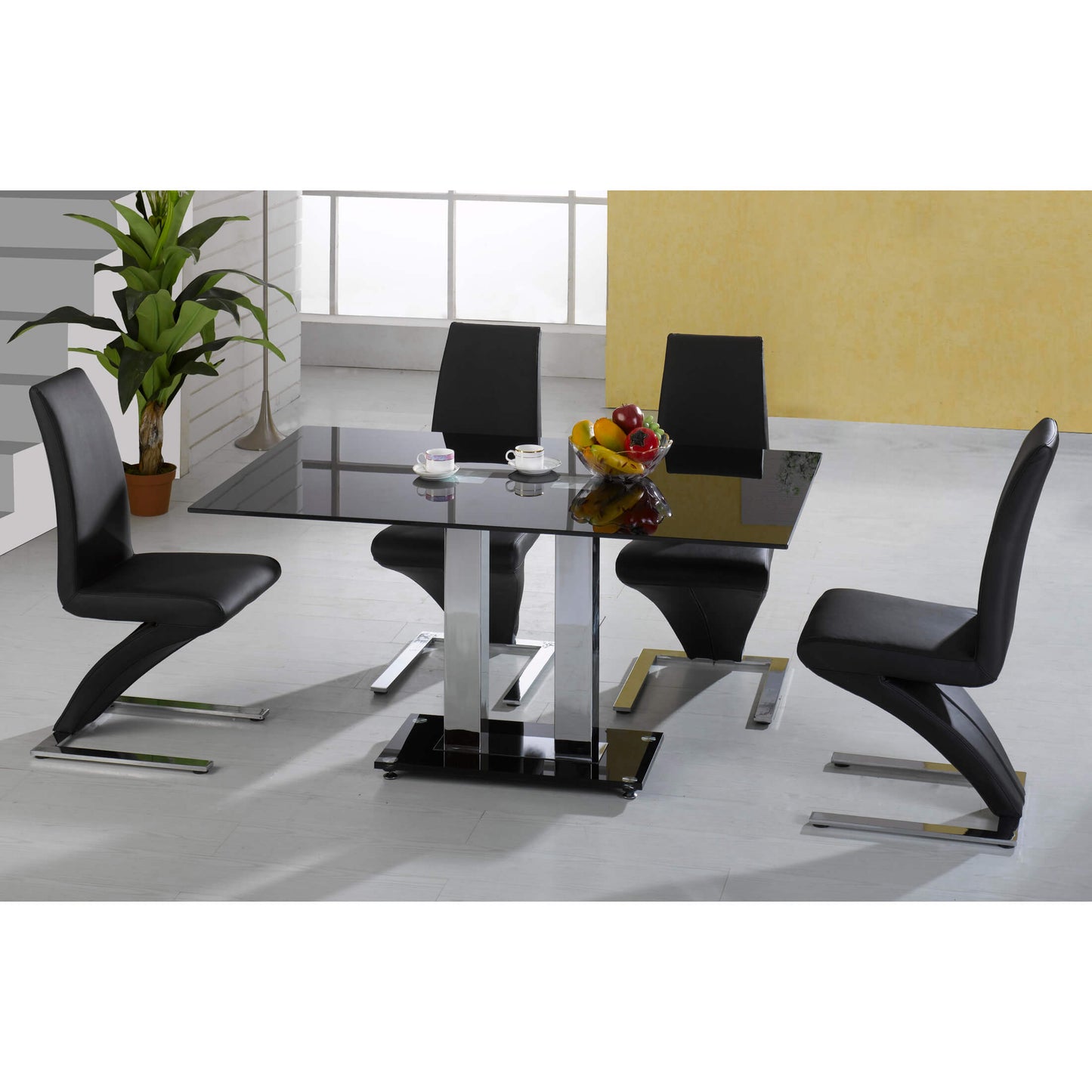 Trinity Small Dining Table Chrome & Black