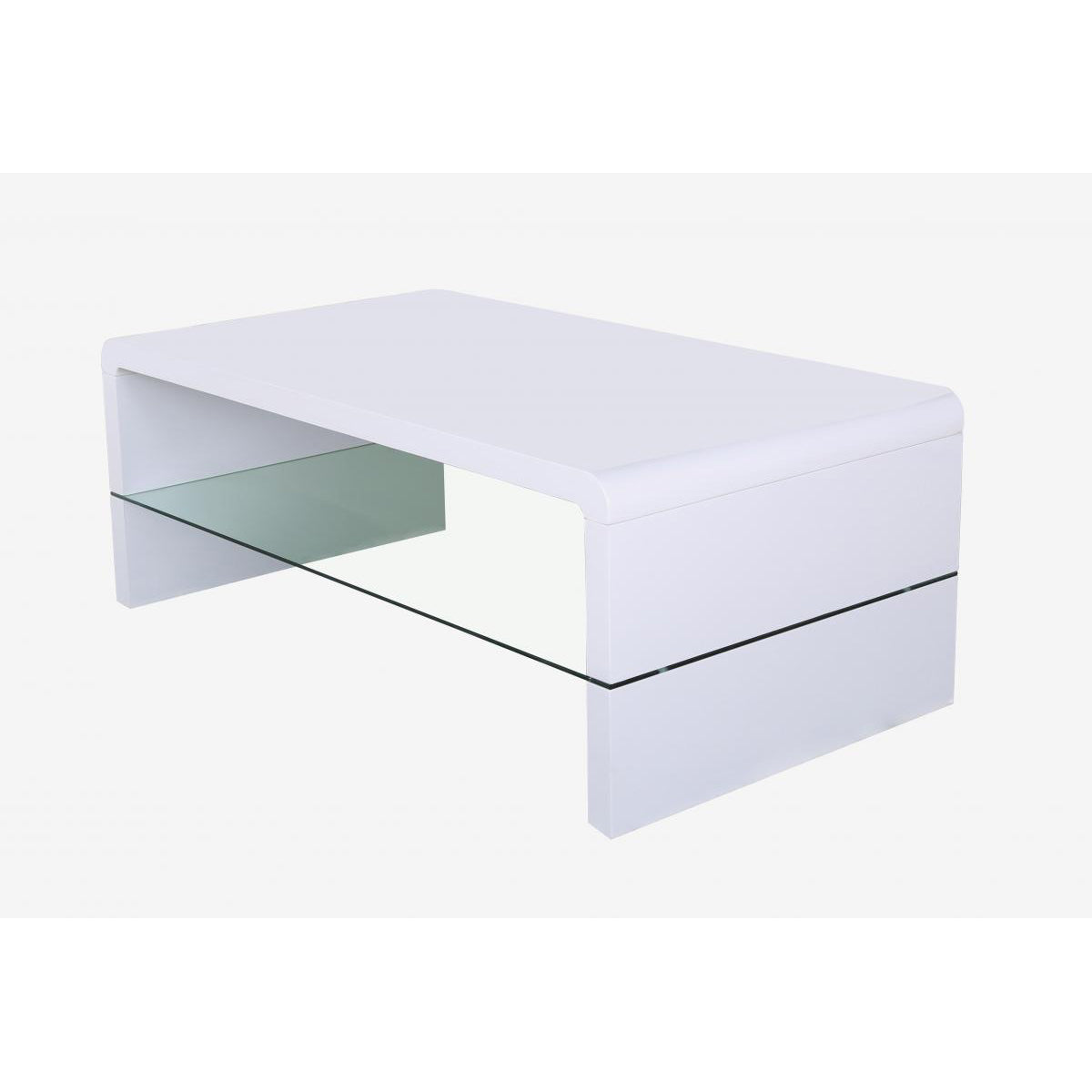 Vala High Gloss Coffee Table with Glass Shelf White