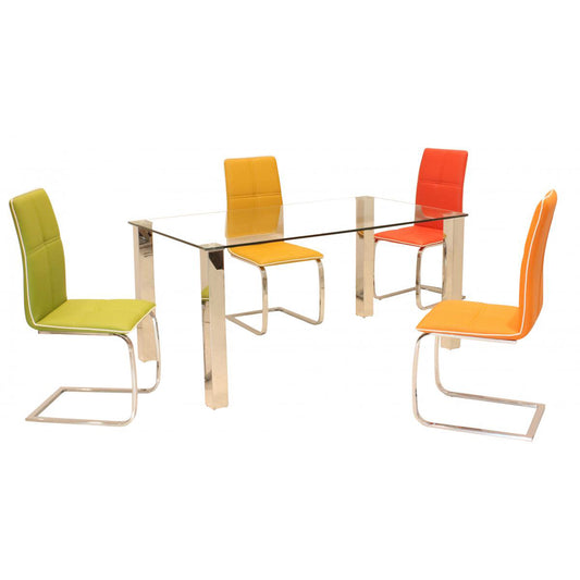 Valita PU Chairs Chrome & Orange