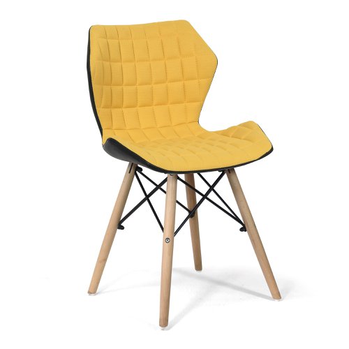 Amelia Mustard Fabric Chair Beech Leg