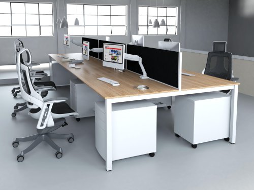 Evolve Plus 1400mm 6P Desk OK WH