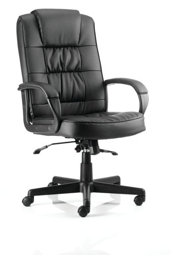 Moore Exec Leather Chair wArms BK