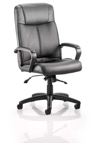 Plaza Exec Leather Chair wArms BK