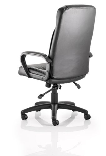Plaza Exec Leather Chair wArms BK