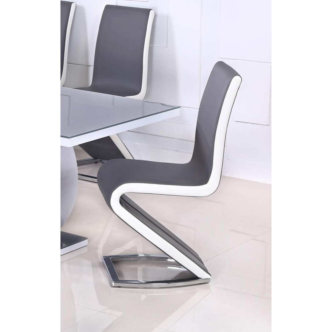 Aldridge Dining Chair White with Grey PU Sides (2s)