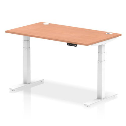 Air 140x80 Adj Desk Cbl Beech WH Leg