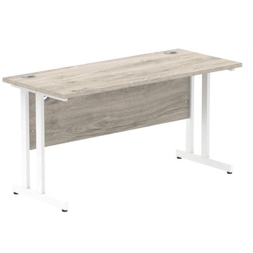 Impulse 1400x600 Desk GY Oak WH Leg