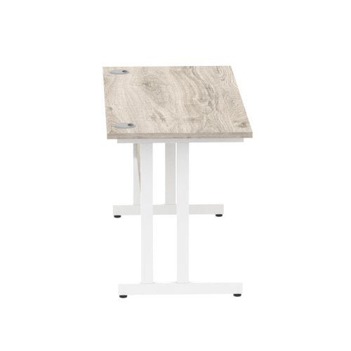 Impulse 1400x600 Desk GY Oak WH Leg