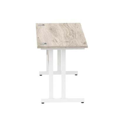 Impulse 1400x600 Desk GY Oak WH Leg
