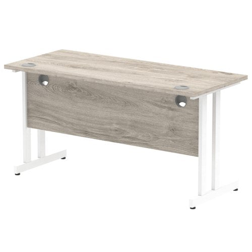 Impulse 1400x600 Desk GY Oak WH Leg