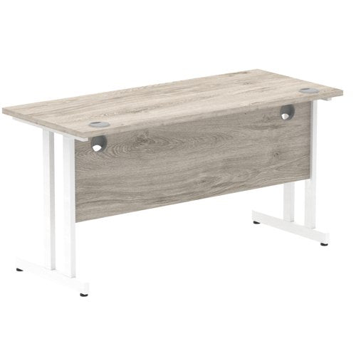 Impulse 1400x600 Desk GY Oak WH Leg
