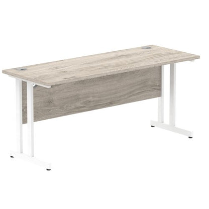 Impulse 1600x600 Desk GY Oak WH Leg